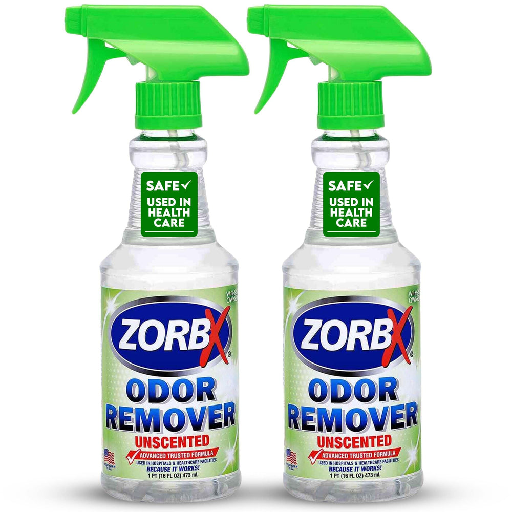 ZORBX Unscented Odor Remover bottle close-up for fast room freshening