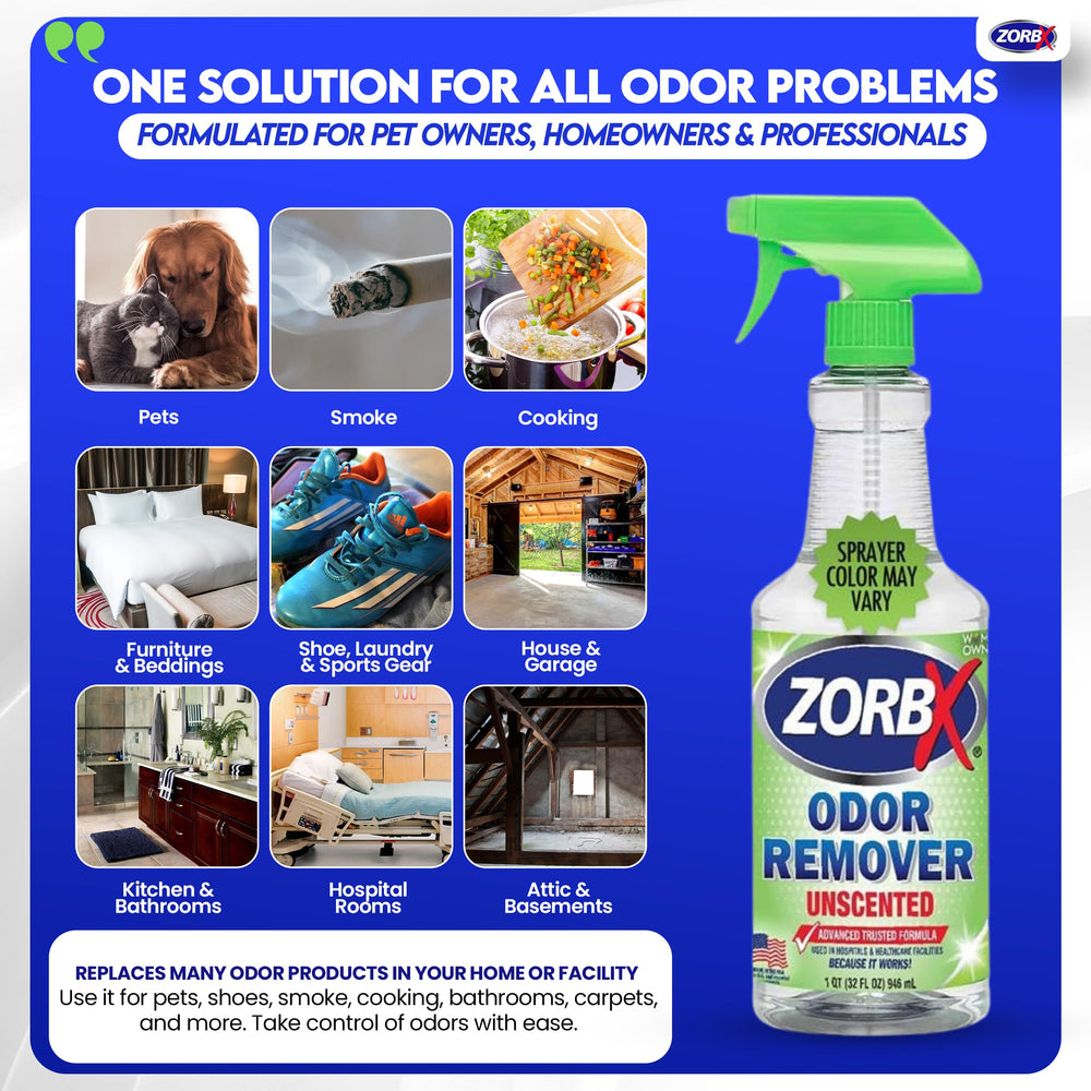 ZORBX unscented odor remover applied in a car during travel for odor control