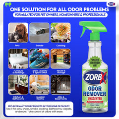 ZORBX unscented odor remover applied in a car during travel for odor control