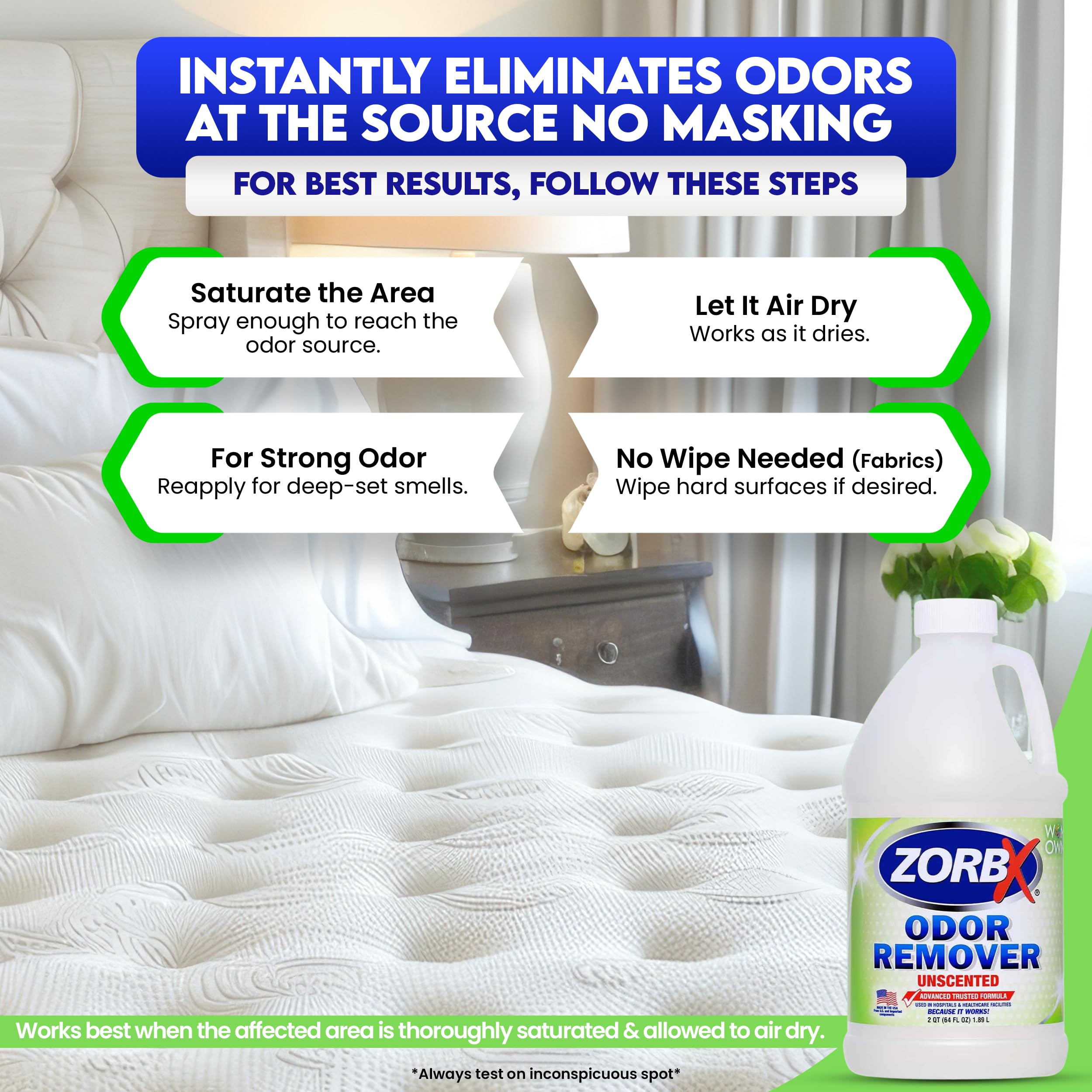 ZORBX Unscented Odor Eliminator for indoor use keeps rooms fresh without fragrance