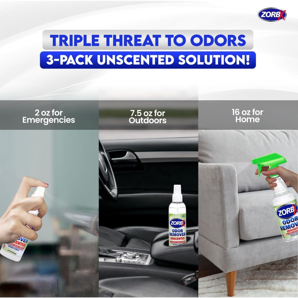 ZORBX Variety pack display showing the complete odor removal solution.