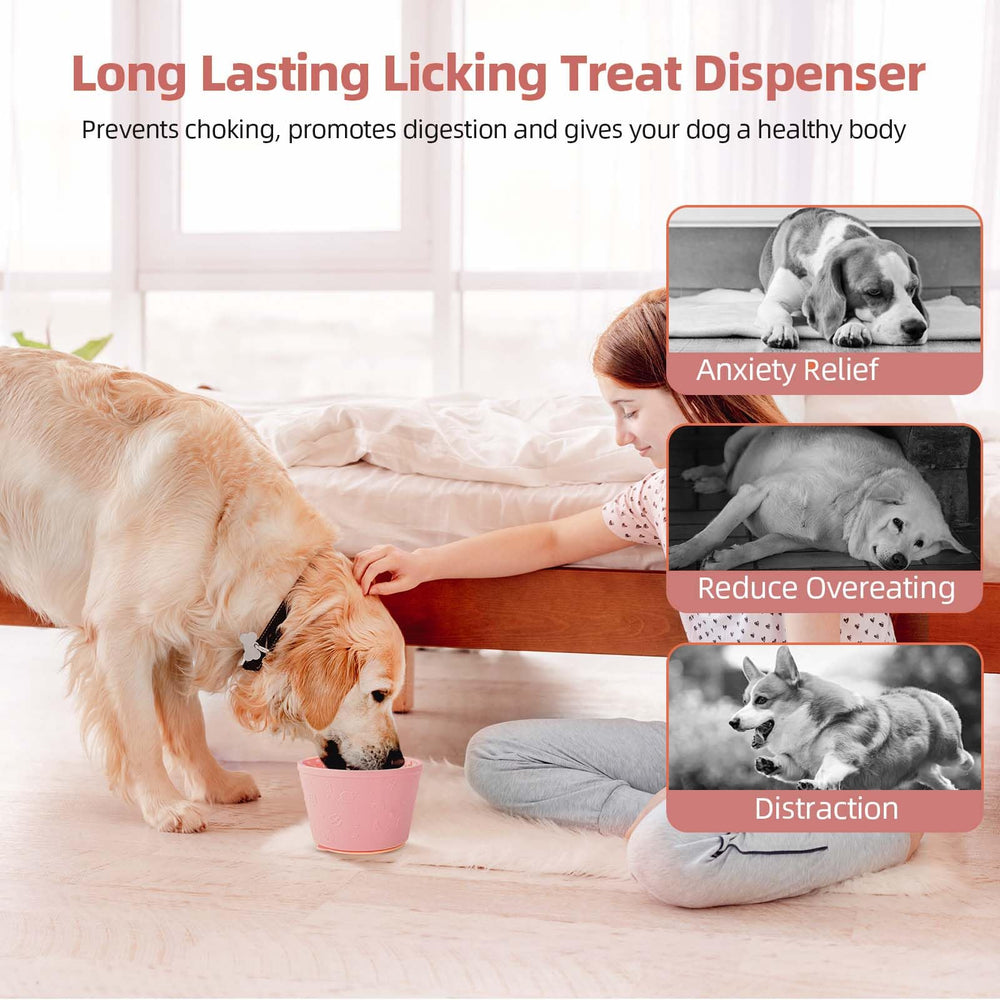 ZOURYNUA anxiety-relief mealtime dog bowl pink