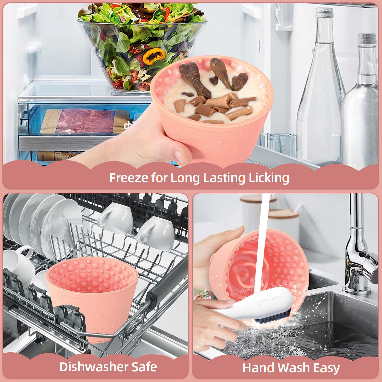 ZOURYNUA compact pink mealtime dish for dogs