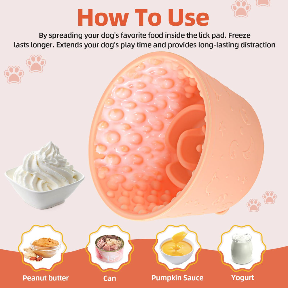 ZOURYNUA dog bowl with suction cups prevents tipping during use.