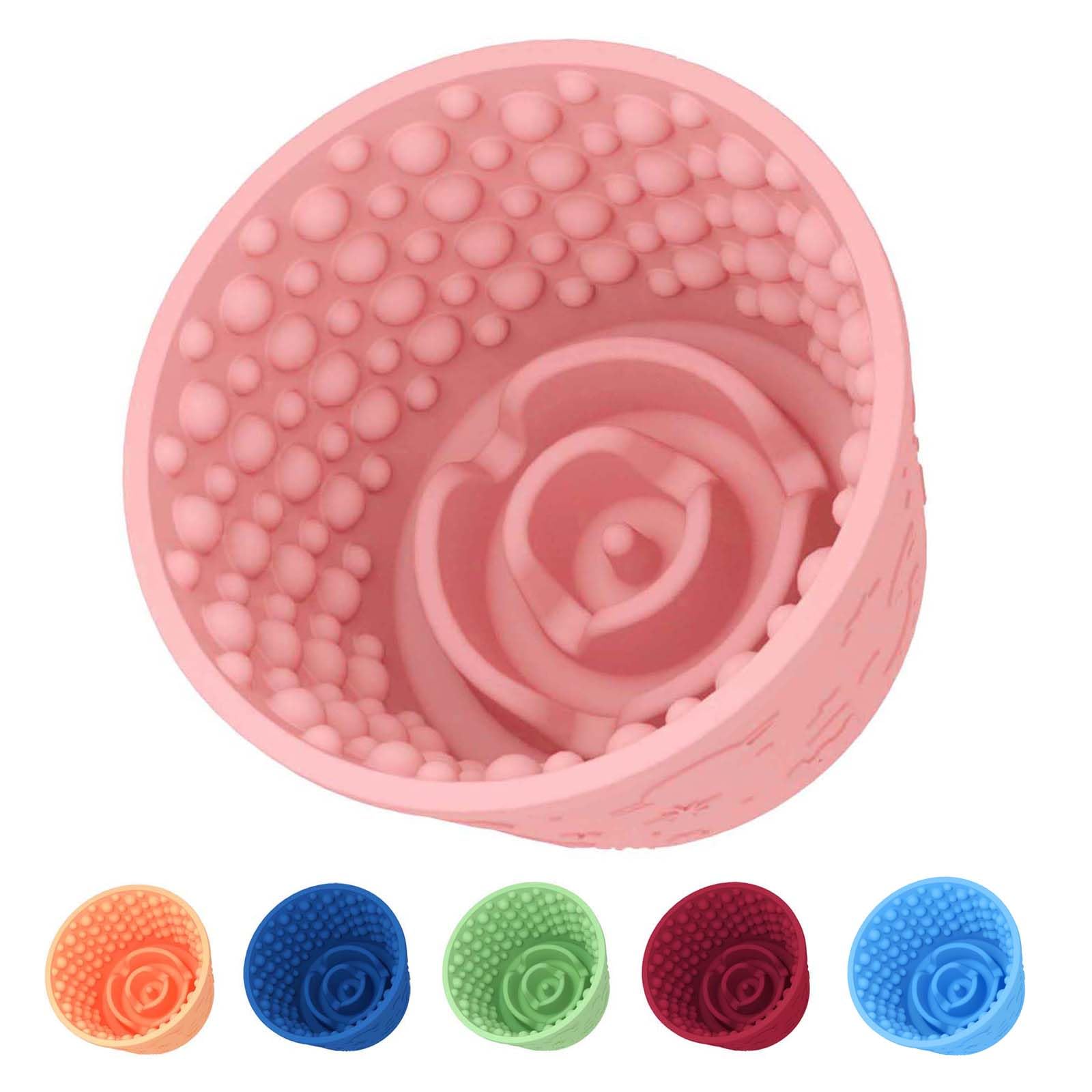 ZOURYNUA dog slow feeder bowl pink for mindful eating and anti-gulping
