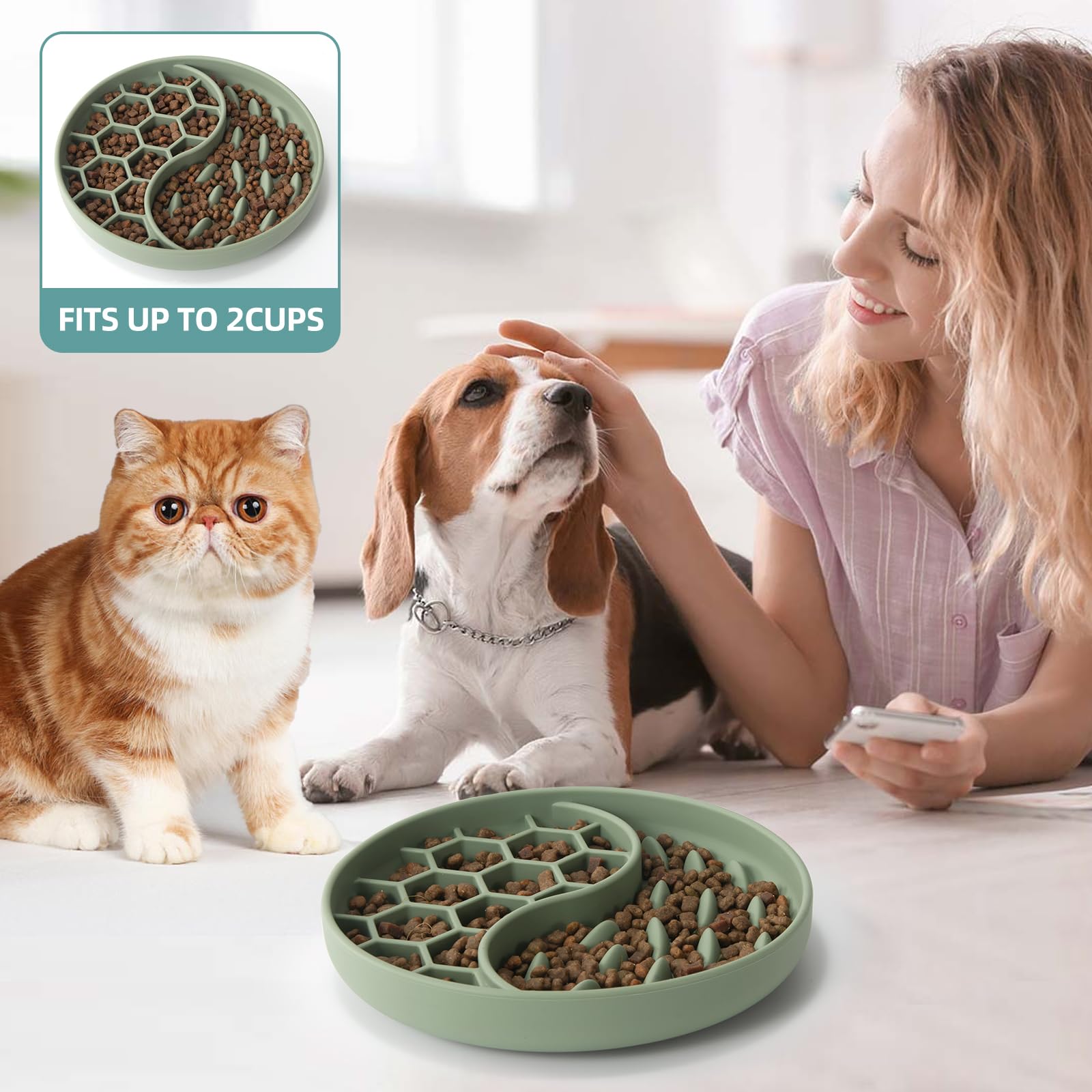 ZOURYNUA silicone bowl holds 1-2 cups for small to medium dogs