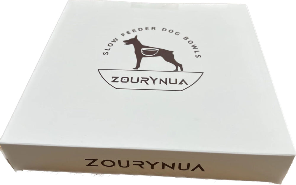 ZOURYNUA slow feeder packaging image showcases brand and user-friendly design