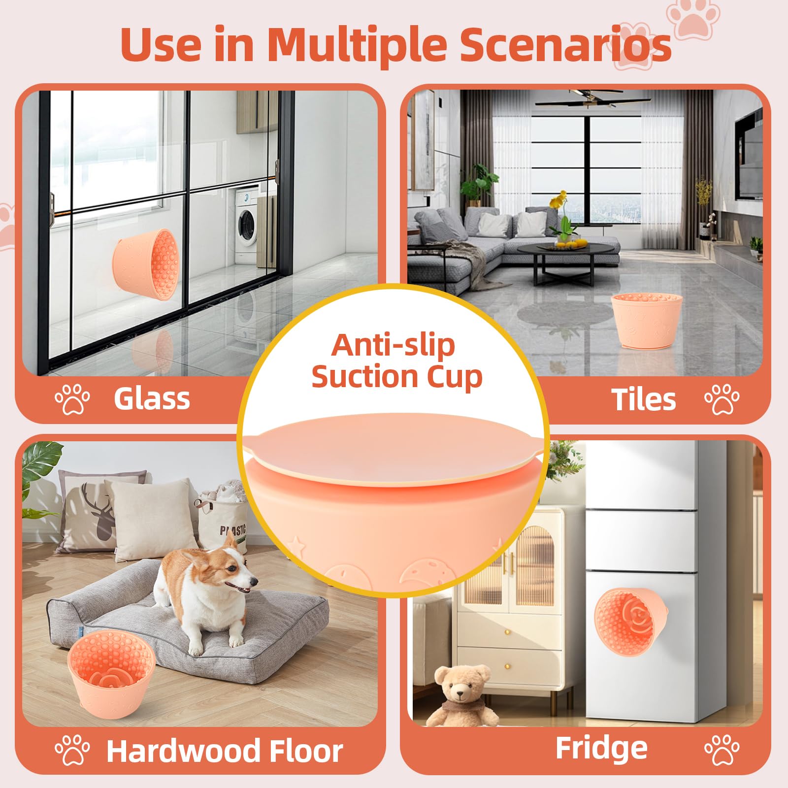 ZOURYNUA treat-dispensing bowl provides interactive licking to ease frustration.
