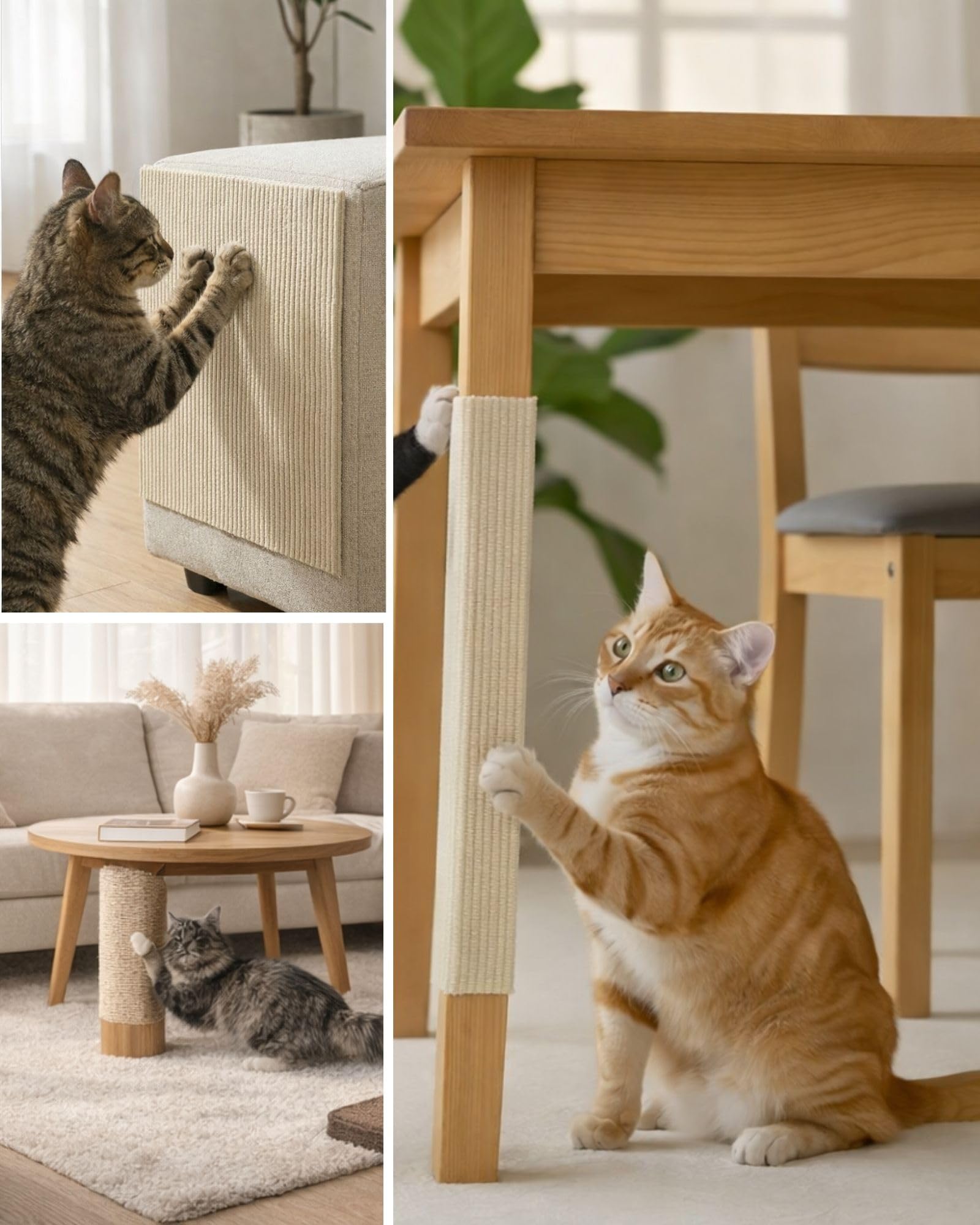 ZOVRION beige scratch mat with adhesive pads to prevent curling edges.