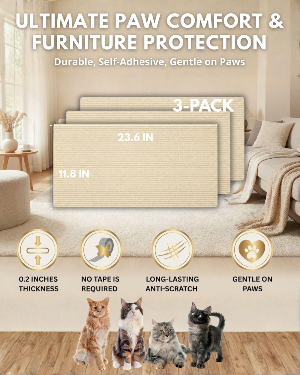ZOVRION durable scratch surface designed for daily cat scratching.