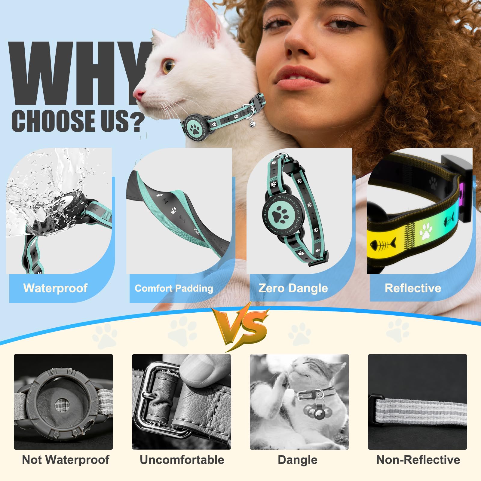 ZOWPET detachable bell collar helps locate your cat throughout the day
