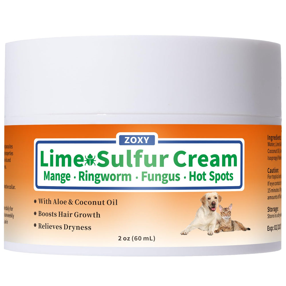 ZOXY Lime Sulfur Cream tube close-up for easy dosing.
