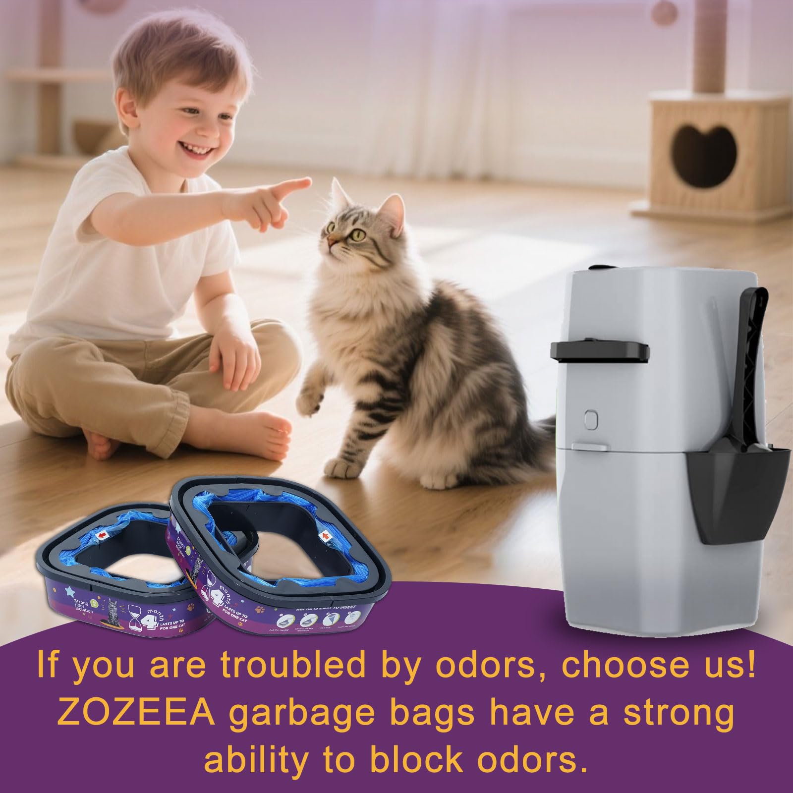 ZOZEEA 8-pack refill bags deliver long-lasting odor control per cat