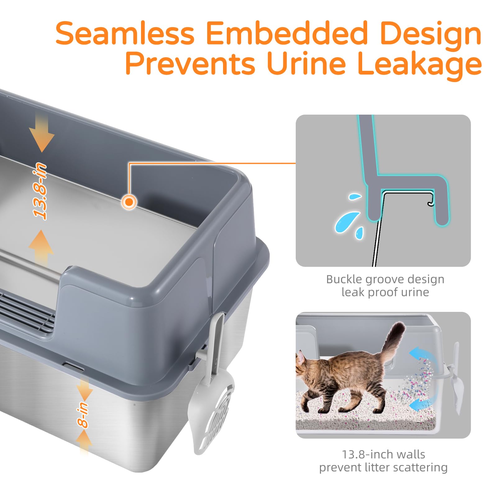ZOZOO anti-urine leakage design keeps urine contained for messy cats.