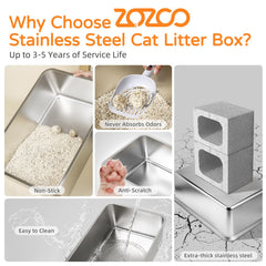 ZOZOO side-entry box reduces litter tracking with paw-shake platform.