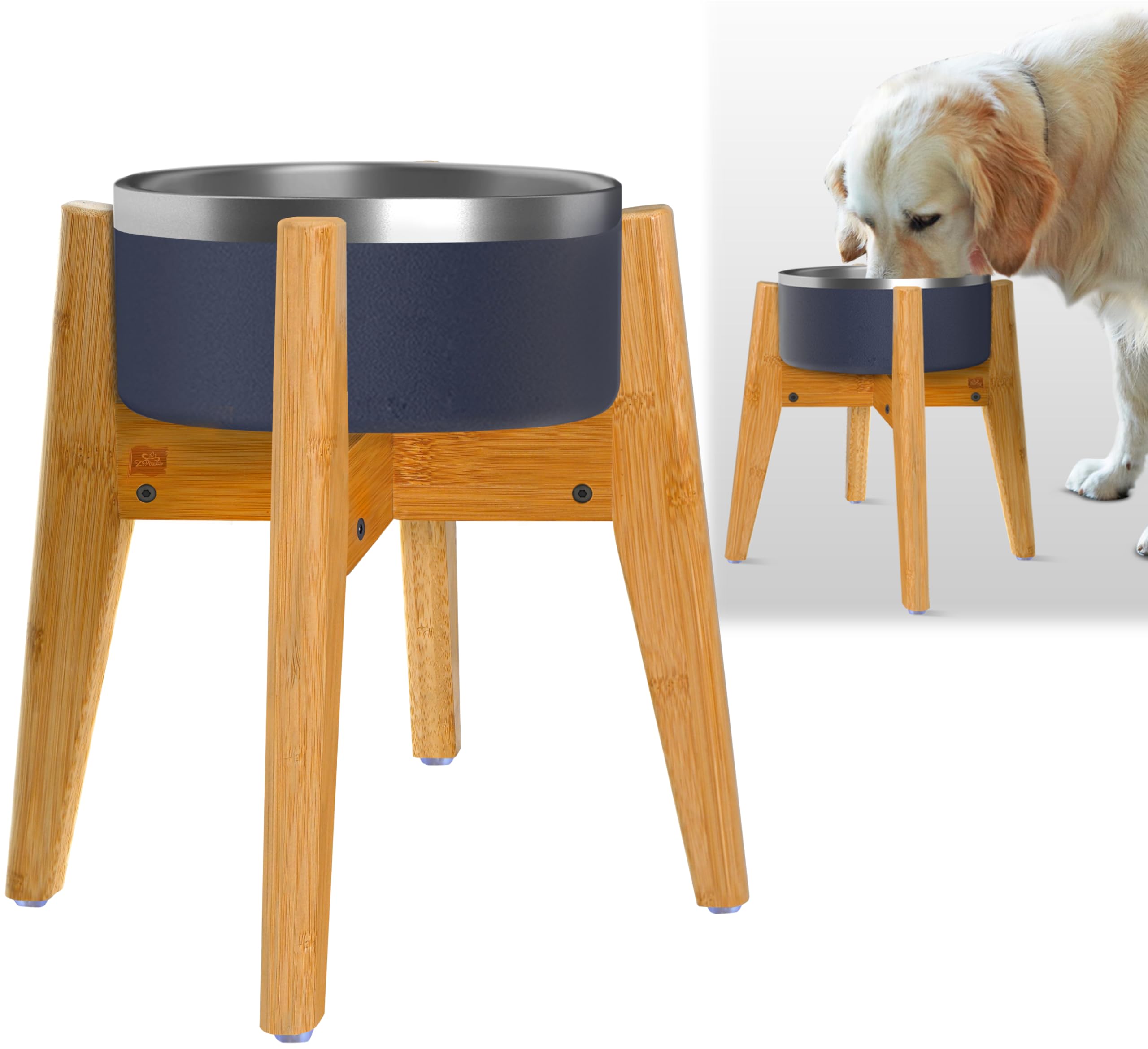 ZPirates dog bowl stand elevates meals to a comfortable height for larger dogs
