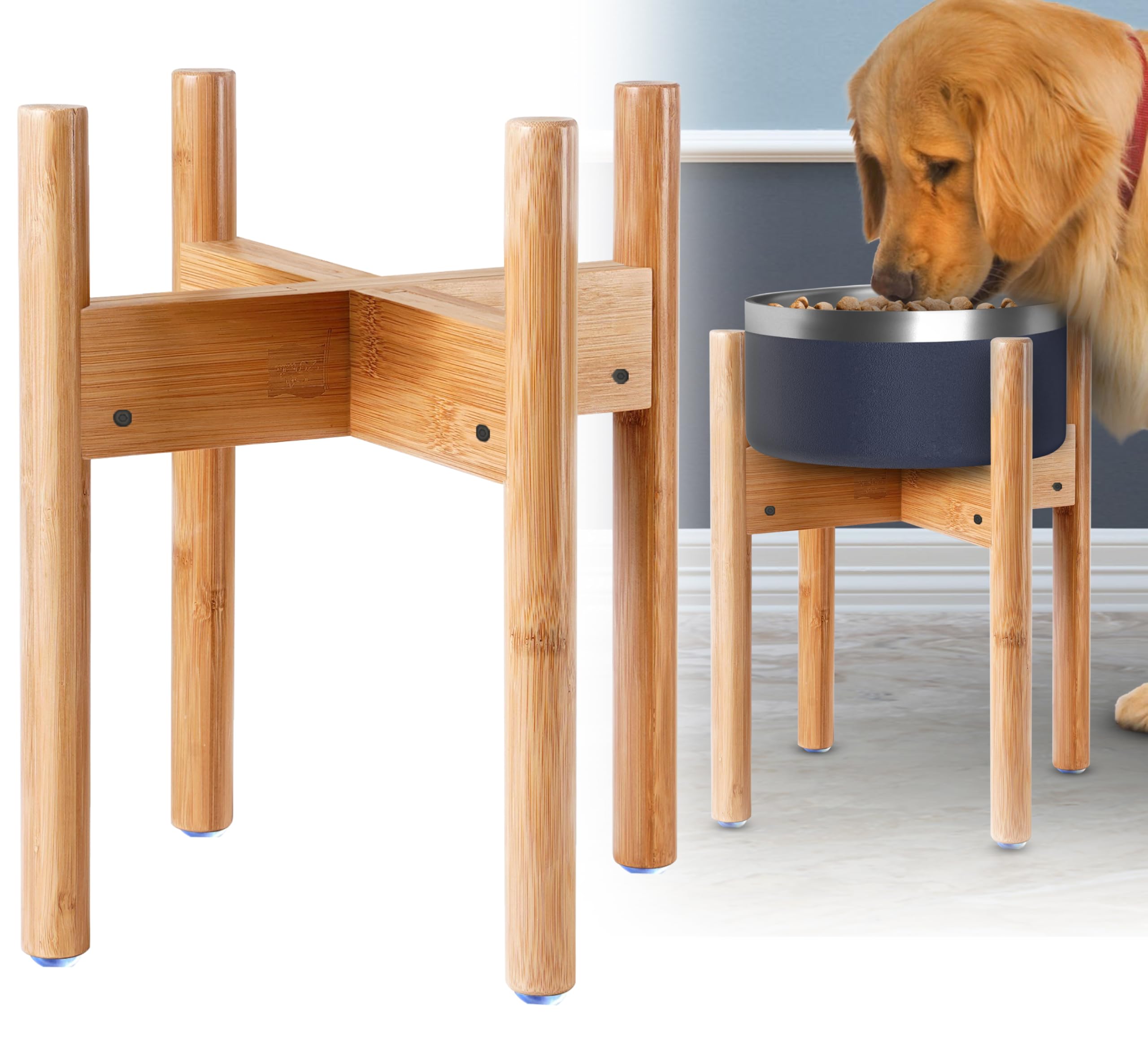 ZPirates dog bowl stand elevates feeding to 12-inch height for comfortable meals.