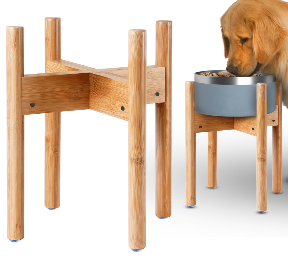 ZPirates large breed dog bowl stand elevates bowls to 14 inches for comfortable dining.