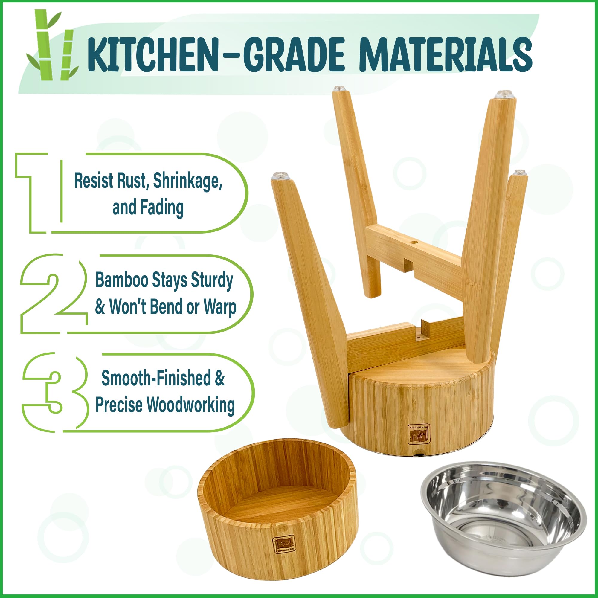 ZPirates wooden holder remains durable and resistant to warping.