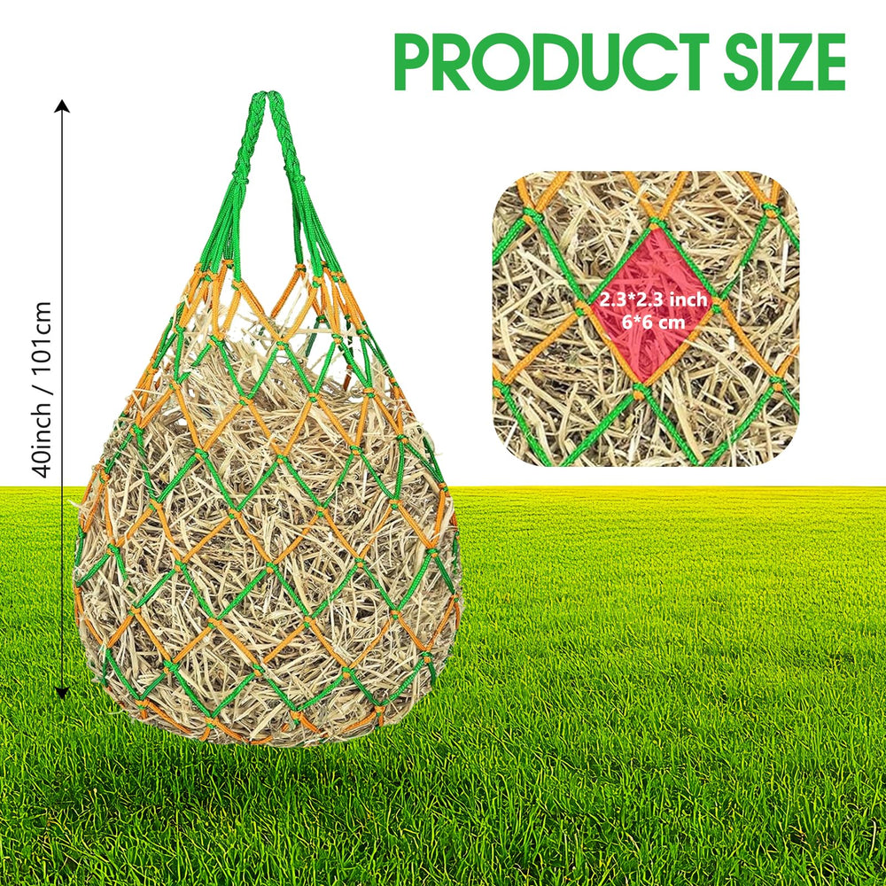 Zquilabon 3-pack hanging hay nets set keeps stables organized.