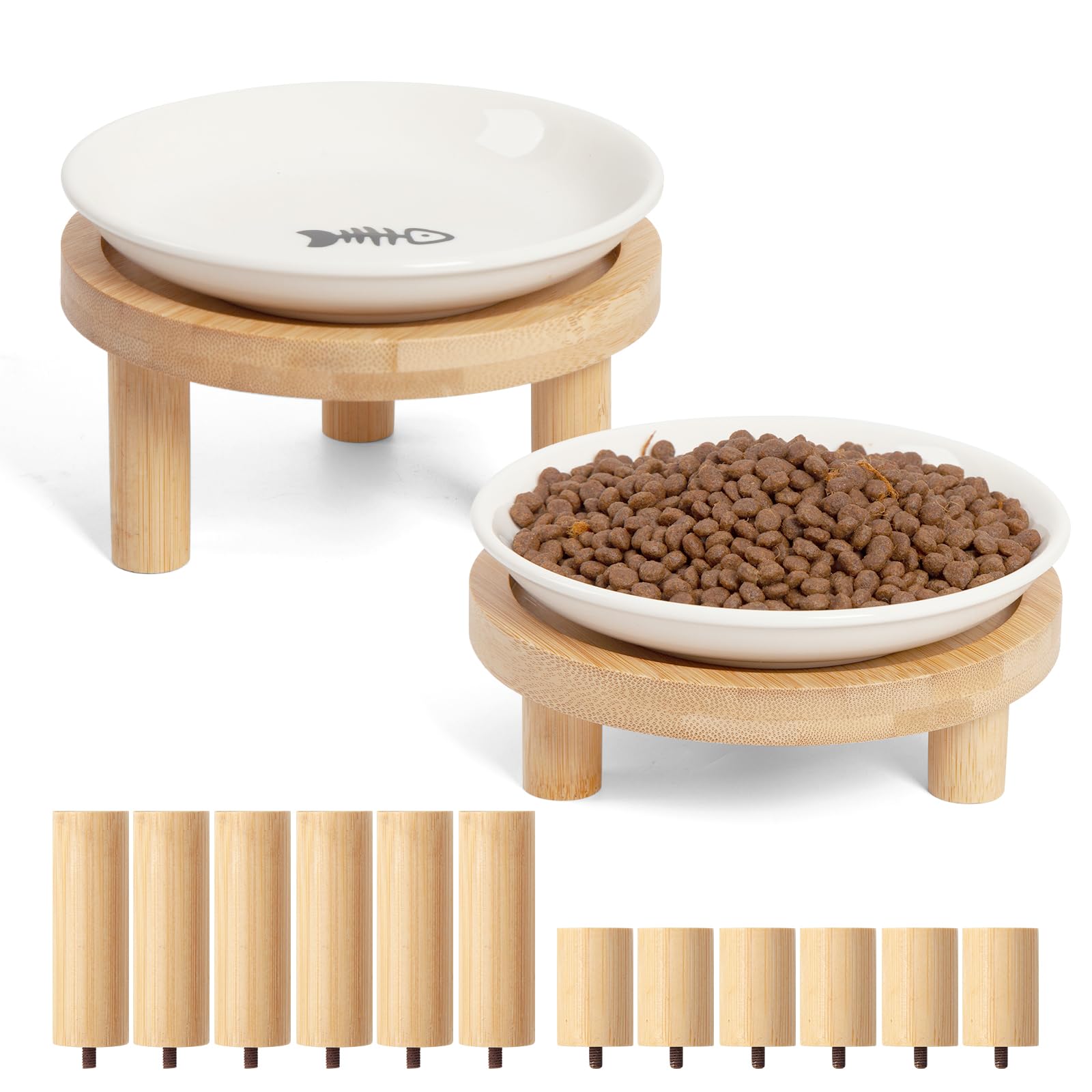 ZQYSTT adjustable cat bowl stand with two bowls for easy, comfortable meals