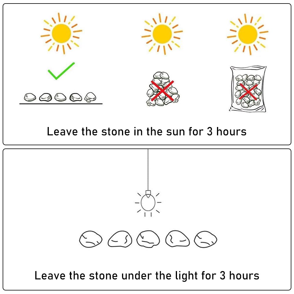 ZRAIUPUSA sun-charged glow pebbles store energy for hours.