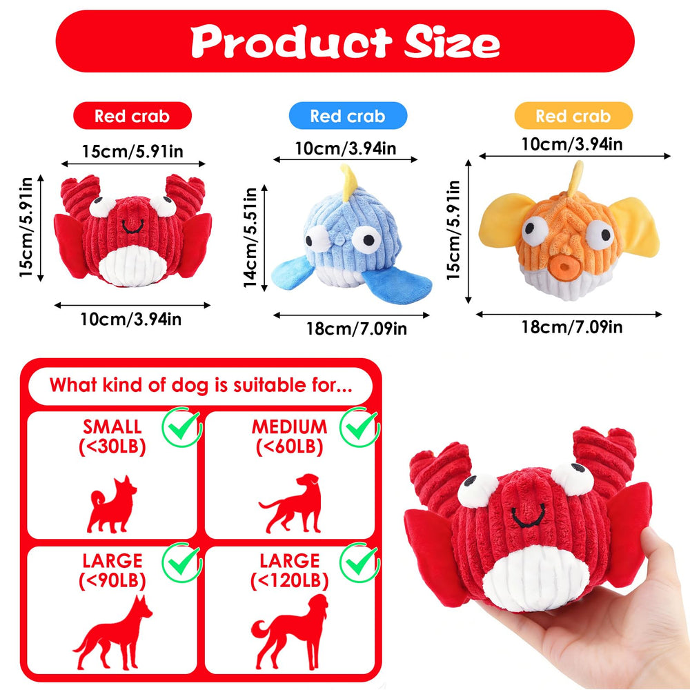 Zrbtk red crab squeak toy front view, mess-free play