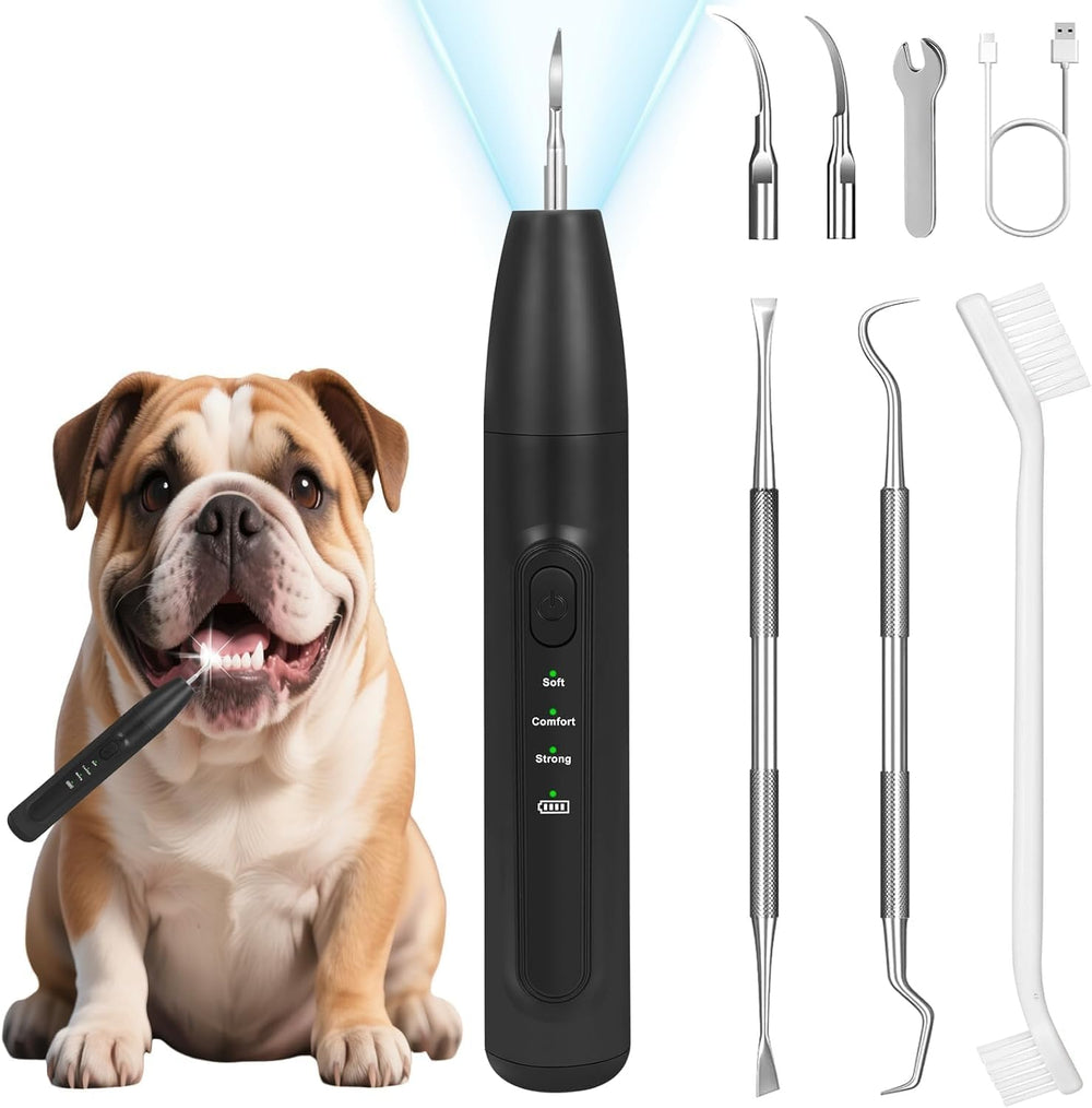 ZREVSB dog teeth cleaning kit device with three modes for gentle at-home care.
