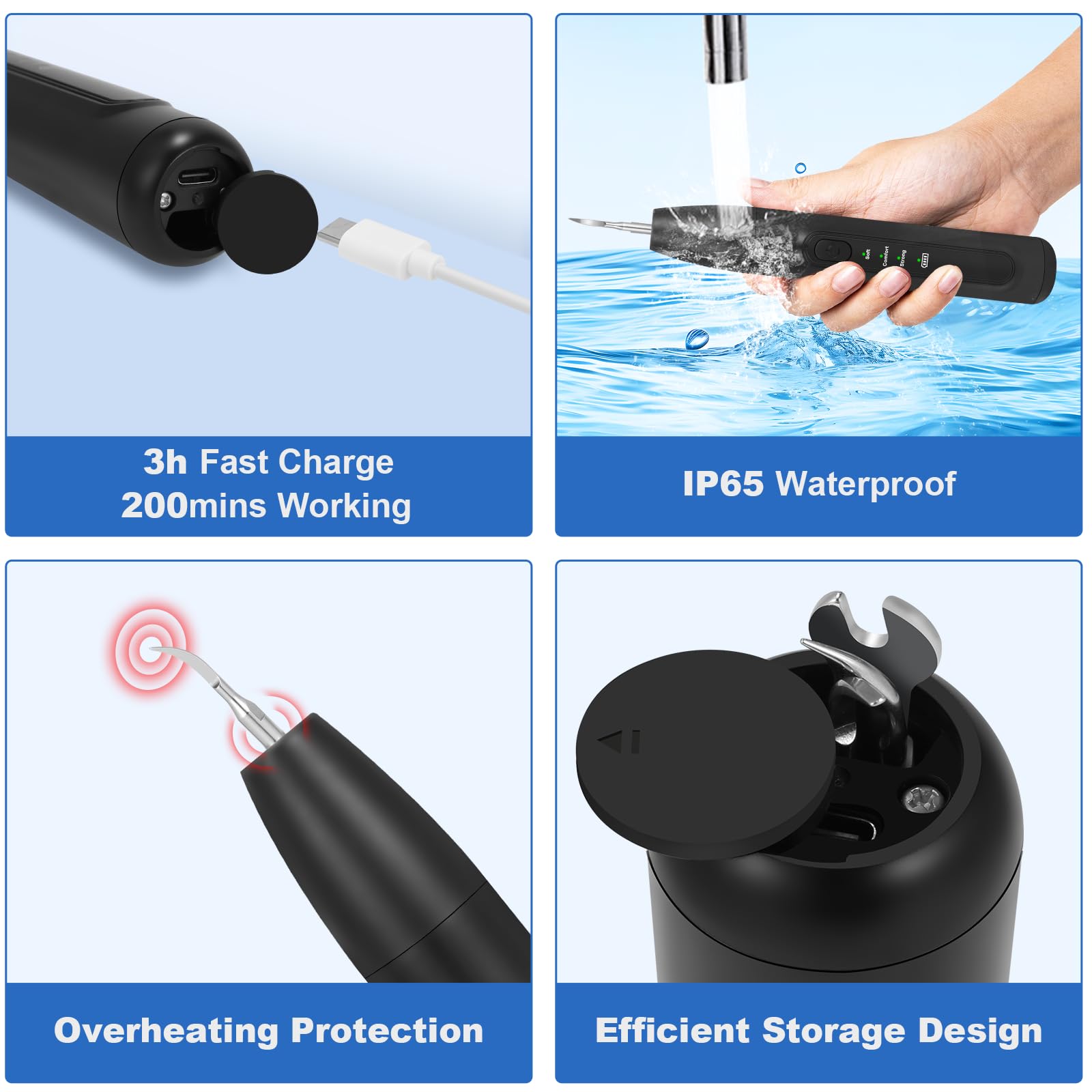 ZREVSB IPX6 waterproof design resists splashes during home dental care.