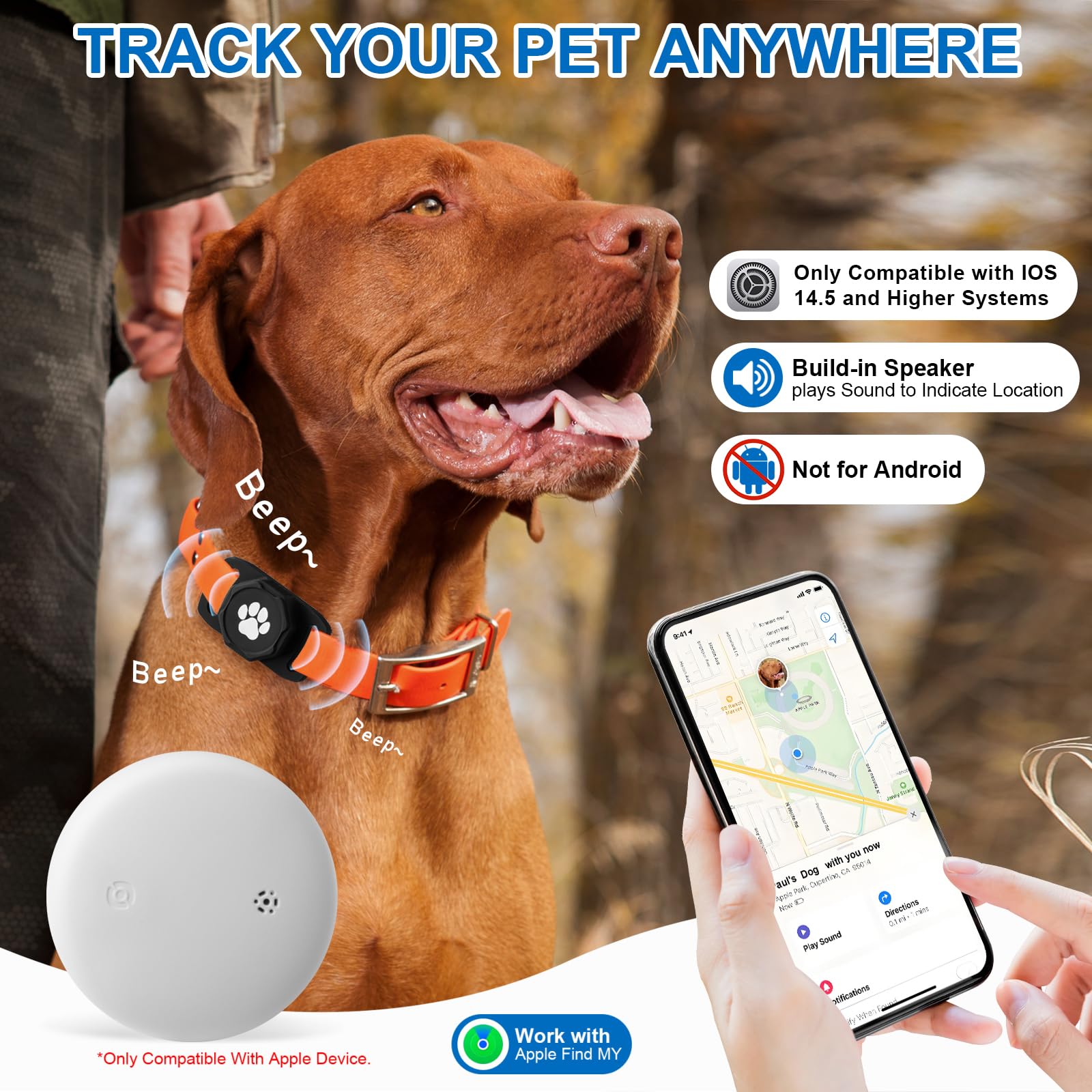 Ztobny tracker holder on collar keeps device secure during adventures.