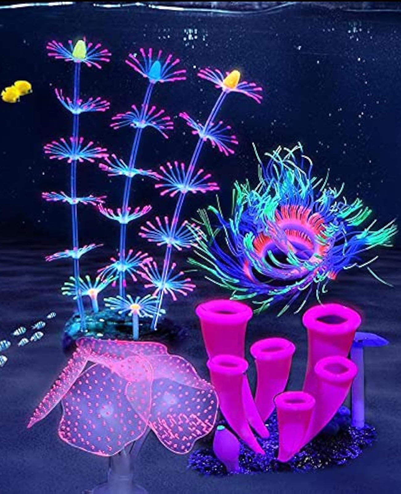 ZtohPyo glowing feather coral decor in aquarium enhances color and motion.