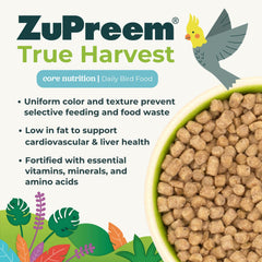 ZuPreem True Harvest pellets in dish ready for budgies