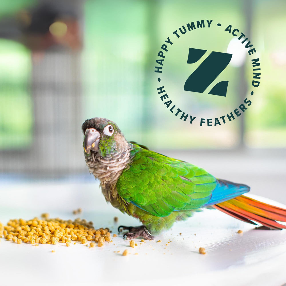 ZuPreem True Harvest pellets in packaging emphasizing no artificial colors