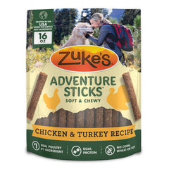 Zuke's Adventure Sticks 16oz pouch packaging for convenient rewards on the go.