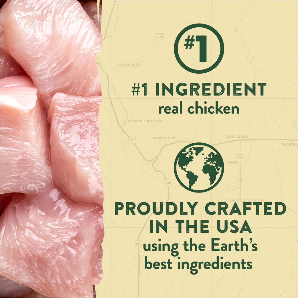 Two-protein blend of chicken and turkey provides high-quality taste.