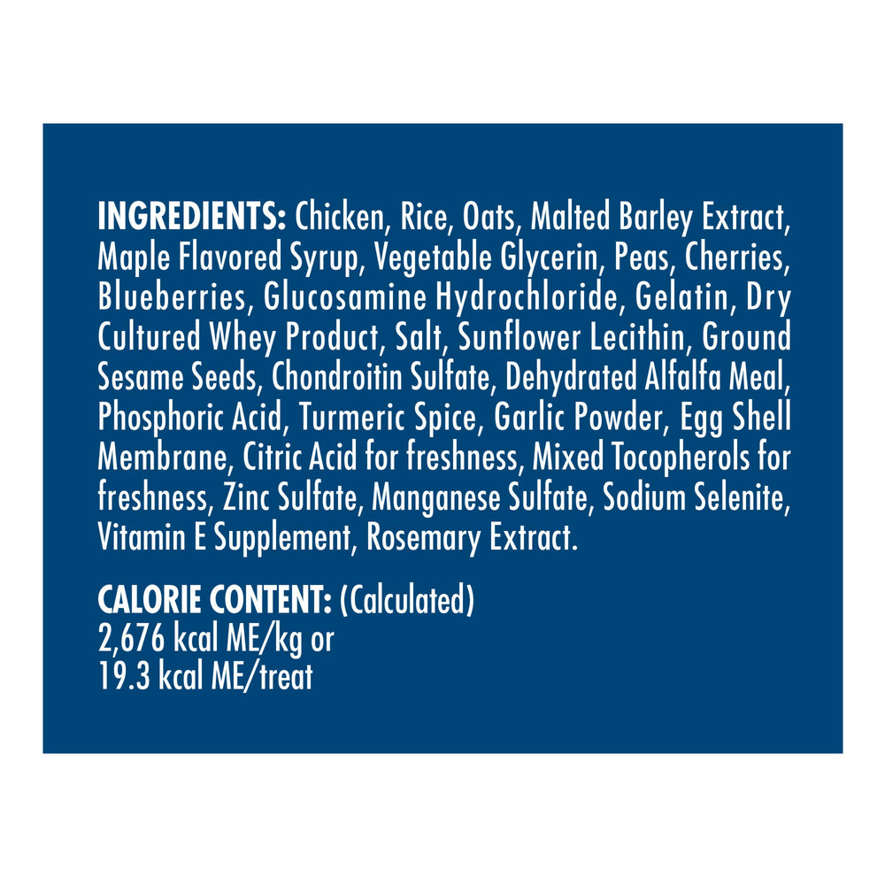 Graphic highlights glucosamine and chondroitin in Zuke's Hip Action for joint support
