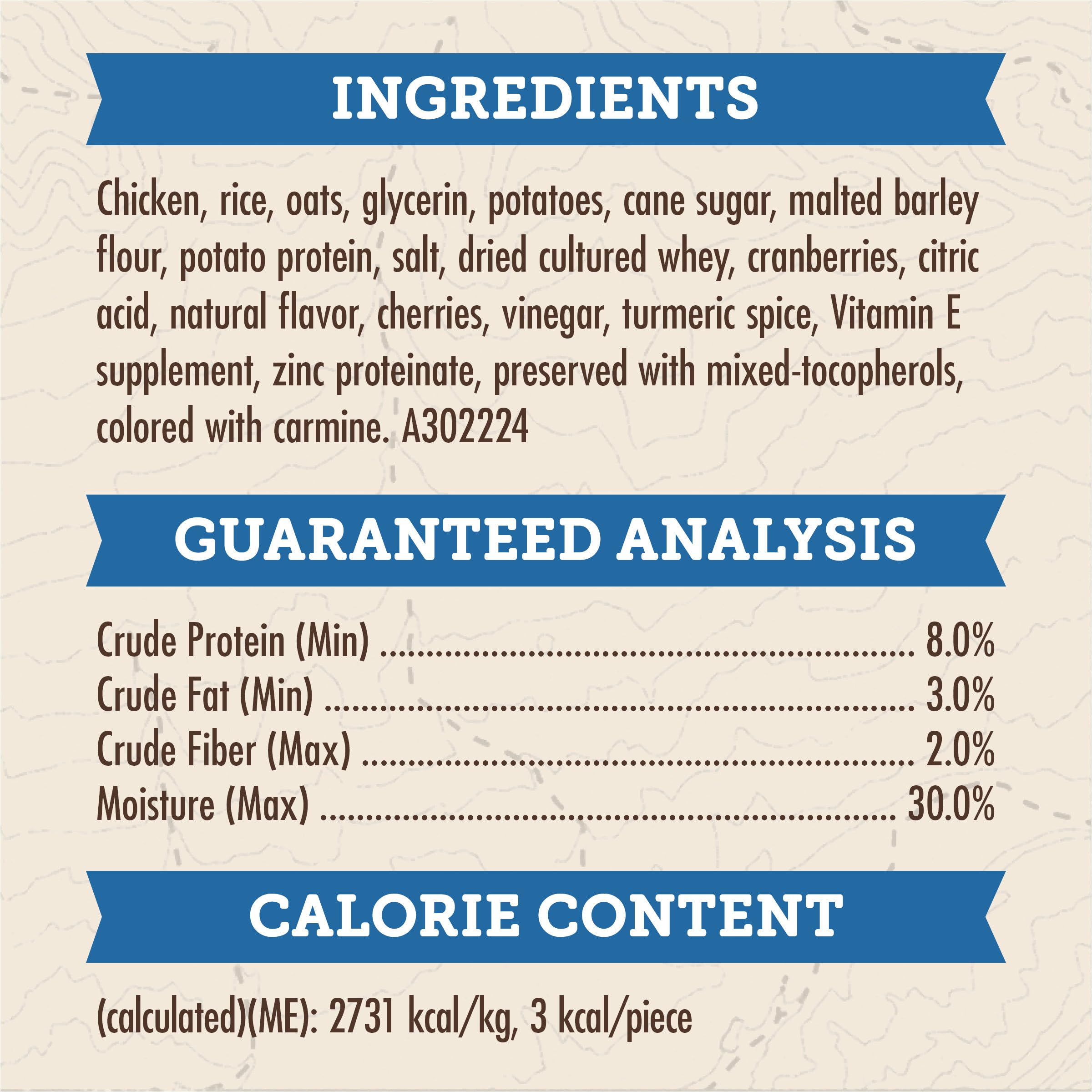 Resealable pouch keeps treats fresh between adventures with Zuke’s Trail Mix.