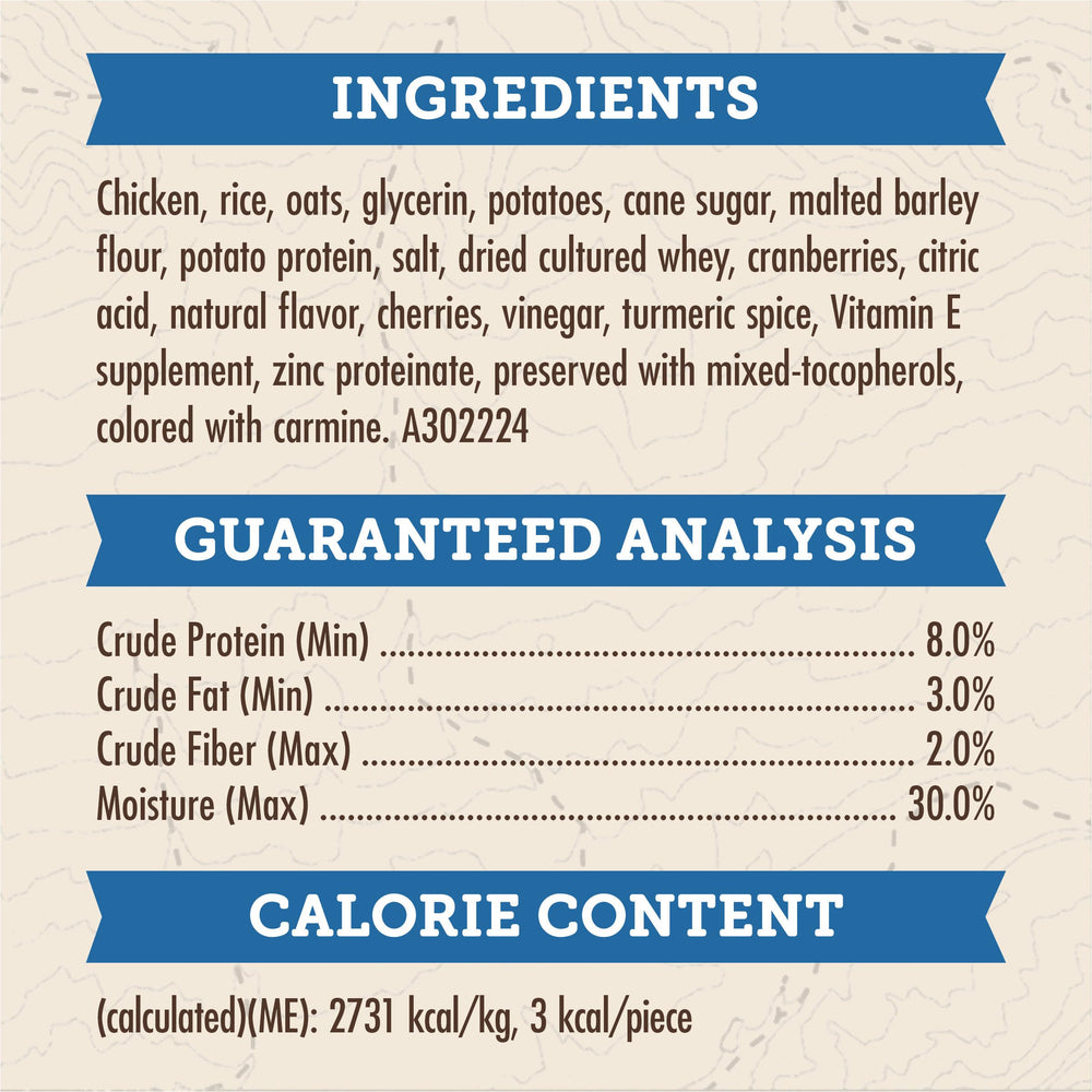 Resealable pouch keeps treats fresh between adventures with Zuke’s Trail Mix.