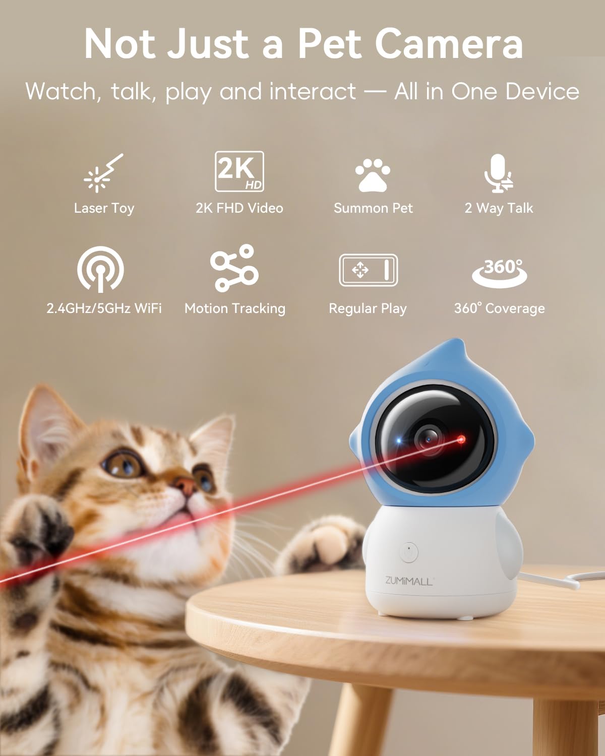 Zumimall camera showing auto-tracking following a pet