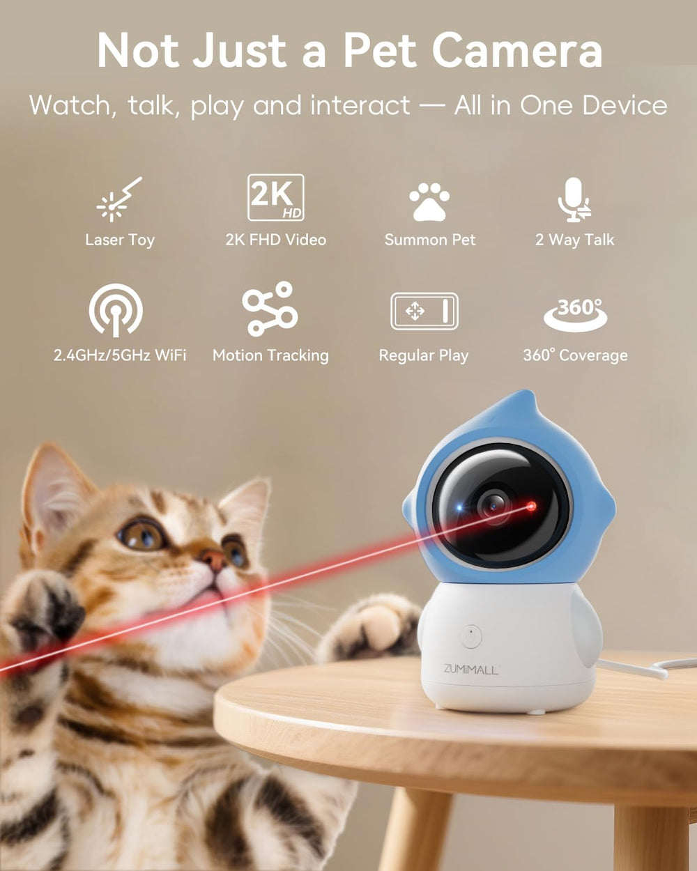 Zumimall camera showing auto-tracking following a pet