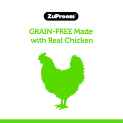 ZuPreem Ferret Diet label close-up emphasizes real chicken and vitamin-rich nutrition.