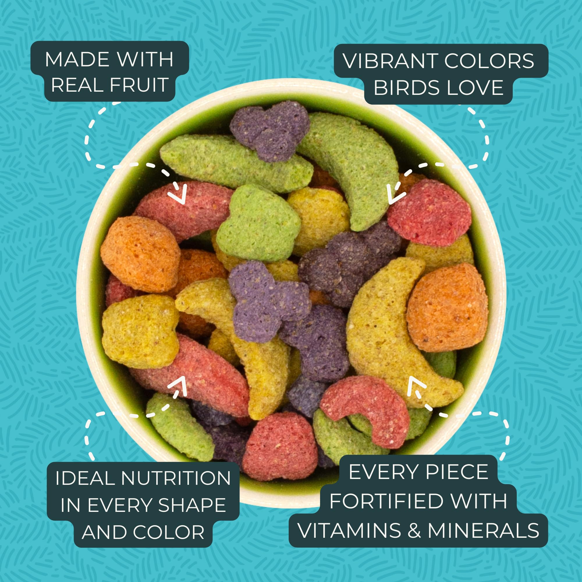 ZuPreem FruitBlend’s colors invite foraging, enriching daily feeding routines.