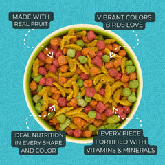 Fruit-based flavors with bananas, apples, oranges, and grapes in FruitBlend pellets