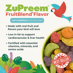 ZuPreem large-bird pellets provide color and shape variety to engage birds.