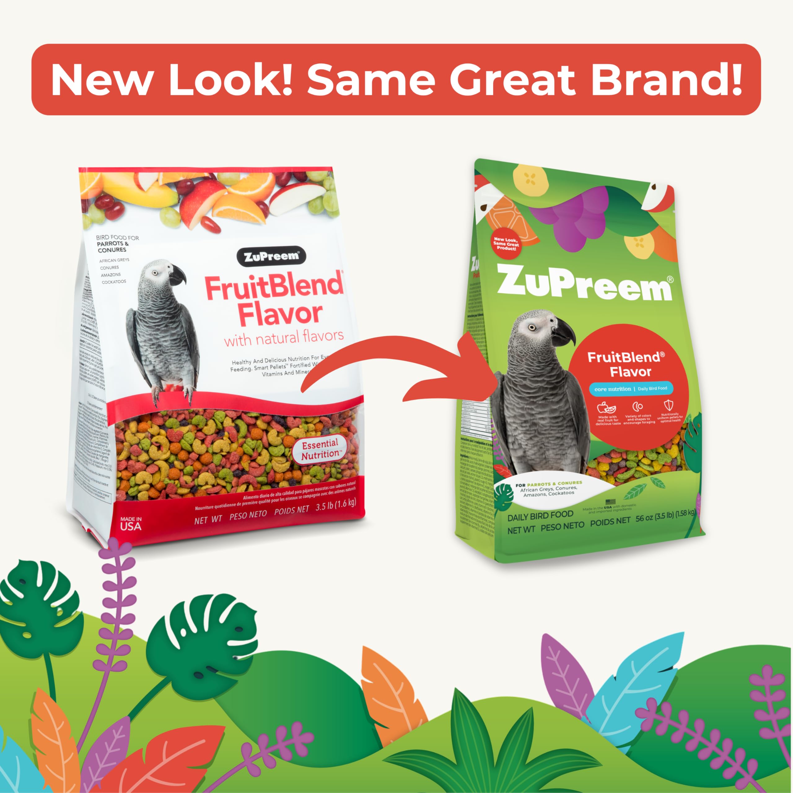 ZuPreem FruitBlend pellets closeup, showing colorful shapes that entice picky eaters.