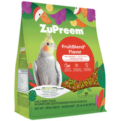 ZuPreem FruitBlend pellets in bright, multi-color shapes to entice medium birds during foraging
