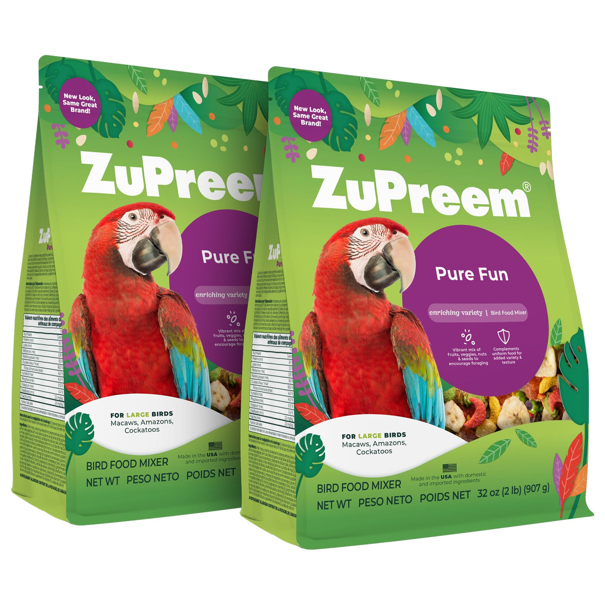 ZuPreem Pure Fun large parrot food mix with fruit and nuts for enrichment