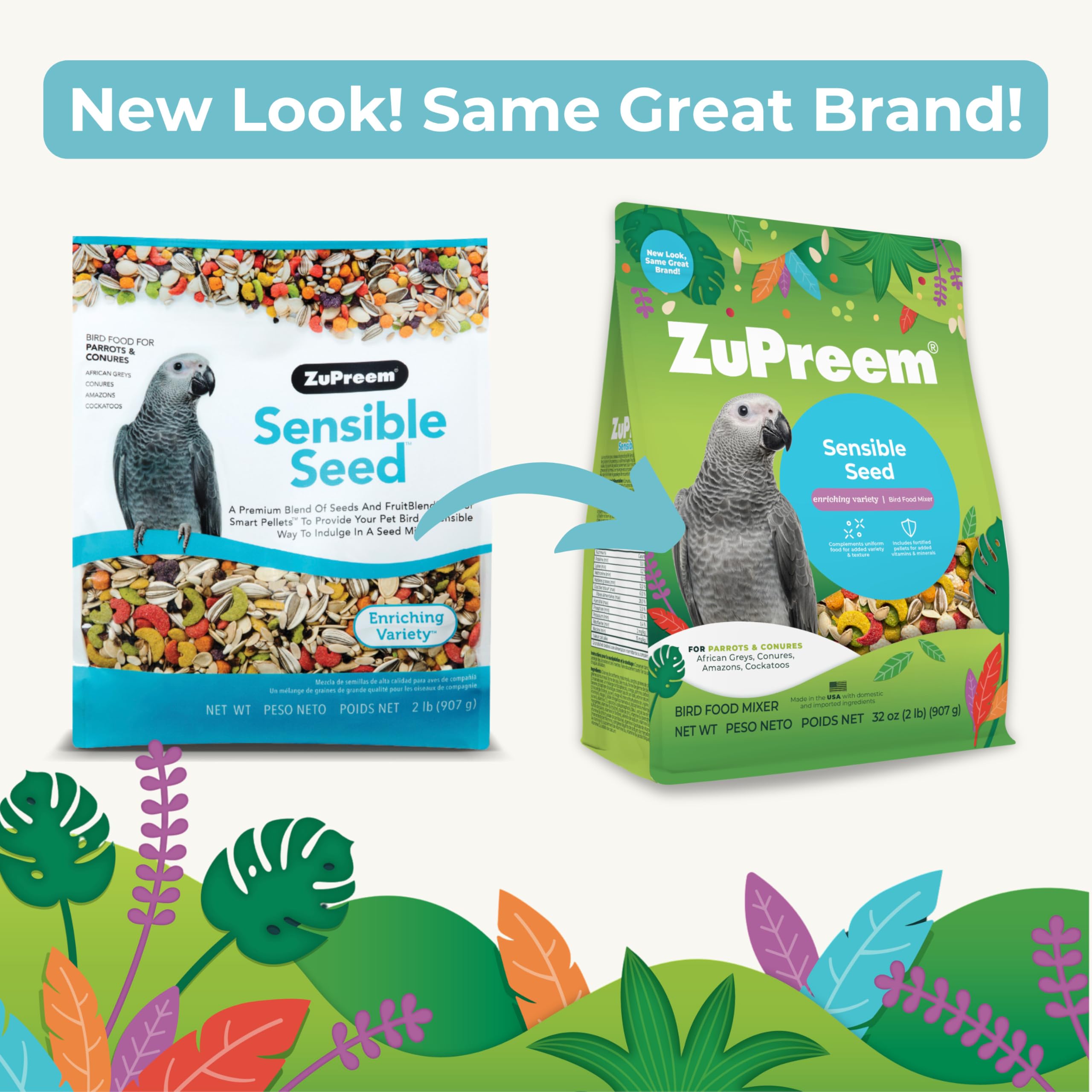 ZuPreem Sensible Seed pellets closeup with FruitBlend flavor for parrots.