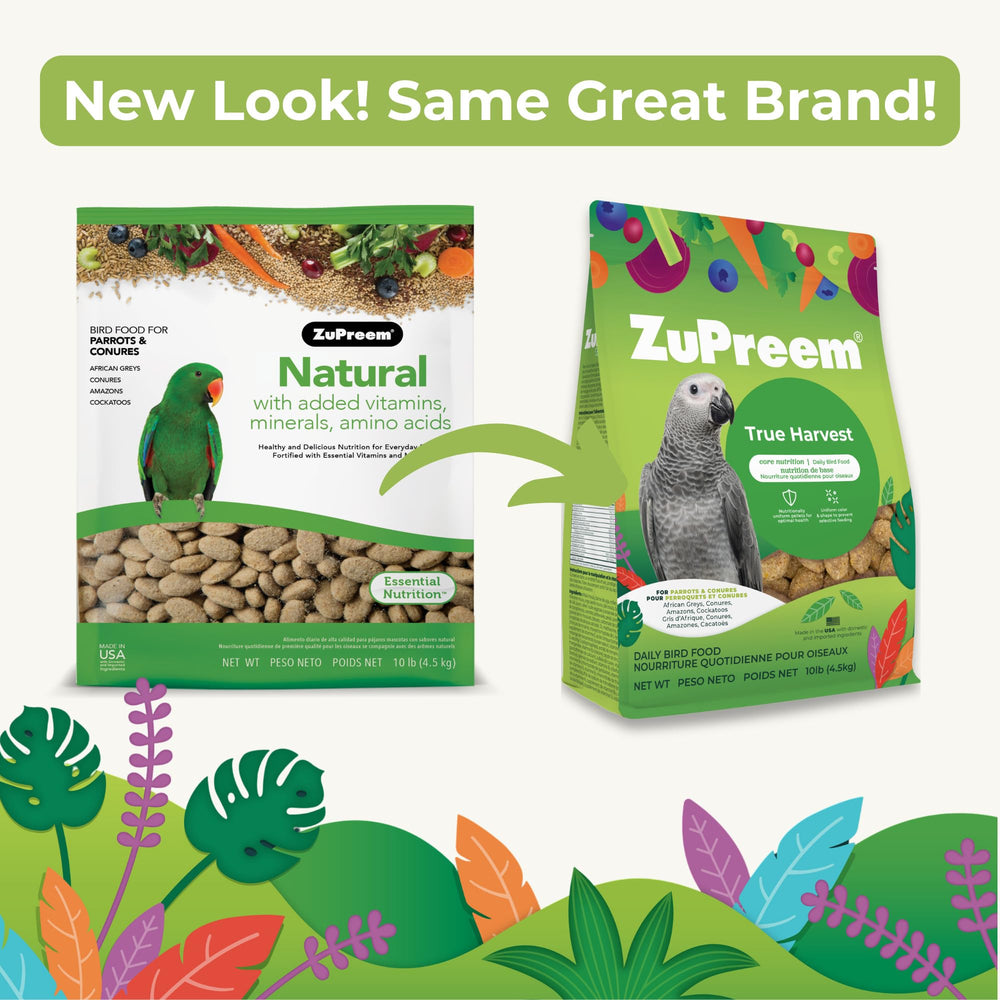 ZuPreem True Harvest pellets designed for small beaks promote steady energy
