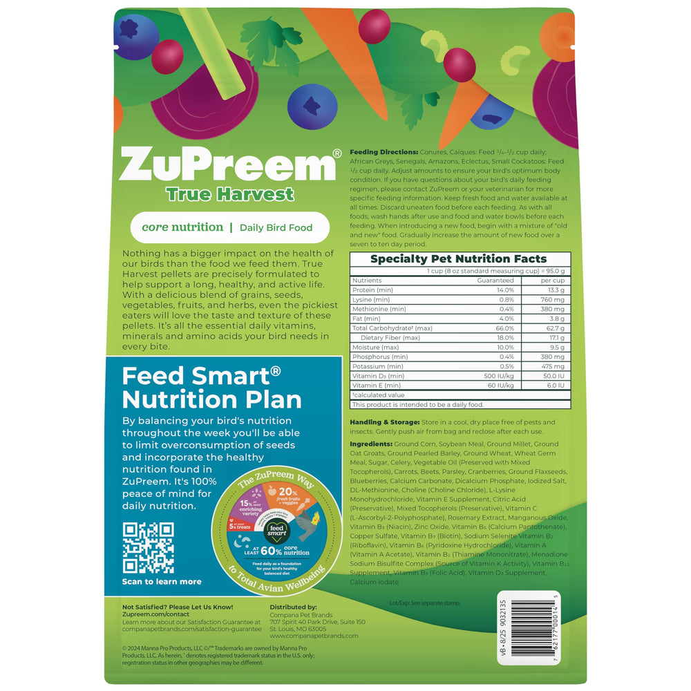 ZuPreem True Harvest supports daily vitality for small birds